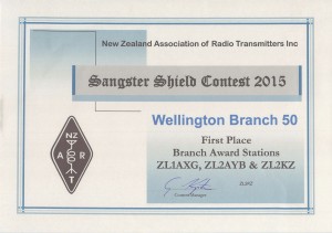 Sangster Shield Branch Award Certificate